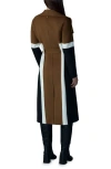 Mackage Nyrie Stripe Tie Waist Wool Coat In Earth Brown Multi