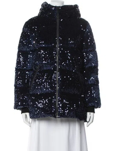 Pre-owned Mackage Patterned Down Jacket In Blue