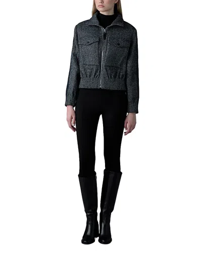 Mackage Patty Herringbone Jacket In Black-white