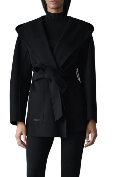 Mackage Paya Belted Wool Coat In Black