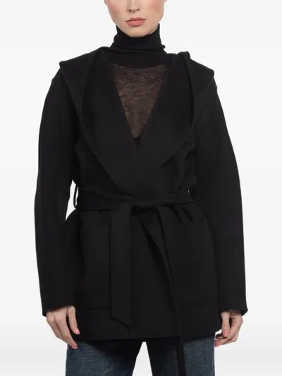 Mackage Paya Hooded Belted Coat In Black