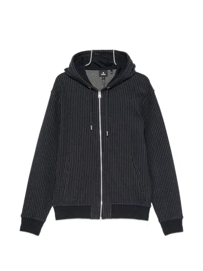 Mackage Pinstriped Zip-up Hoodie In Black