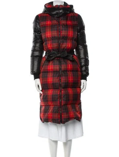 Pre-owned Mackage Plaid Print Coat In Red