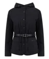Mackage Padded And Quilted Recycled Nylon Jacket With Belt At Waist In Black
