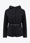 Mackage Padded And Quilted Recycled Nylon Jacket With Belt At Waist In Black