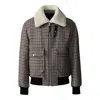 Mackage Houndstooth-pattern Shearling-collar Jacket In Gray