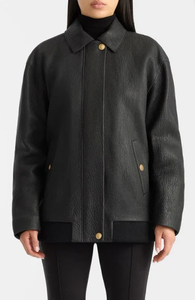 Mackage Rosemary Pebbled Leather Jacket In Black