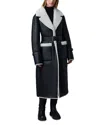 Mackage Sabreen Mixed Media Medium-down Trench Coat With Shearling Lining In Black