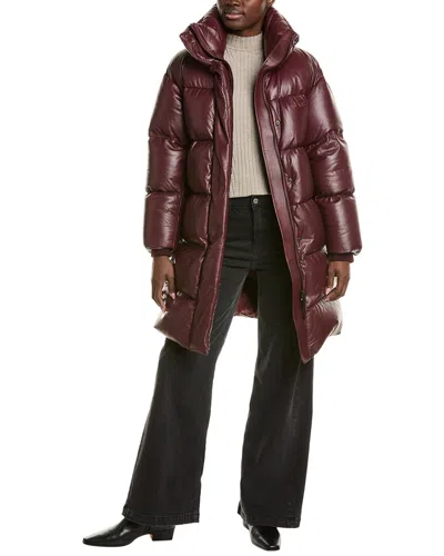 Mackage Saya Quilted Leather Down Coat In Burgundy