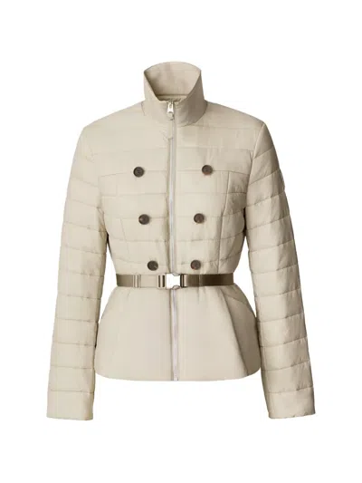Mackage Serafina Belted Quilted Jacket In Neutral