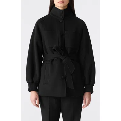Mackage Shania Double Face Belted Wool Jacket In Black