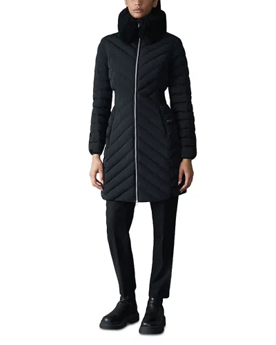 Mackage Shearling Collar Puffer Down Coat In Black