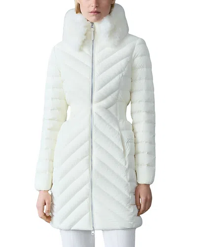 Mackage Shearling Collar Puffer Down Coat In White