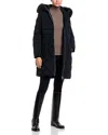 Mackage Shearling Trim Diamond Quilted Down Coat In Black