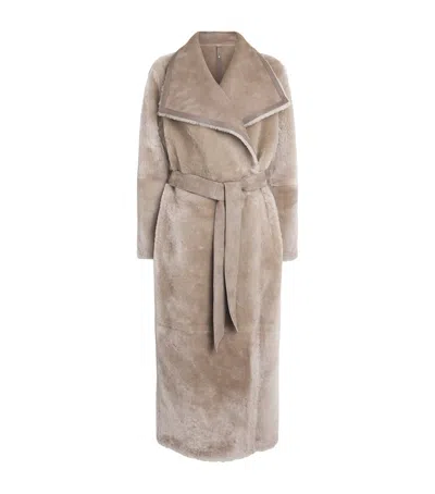 Mackage Shearling-suede Reversible Marian Coat In Brown