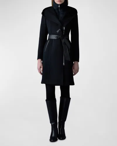 Mackage Shia-slb 2-in-1 Double Face Wool Coat With Removable Bib In Black