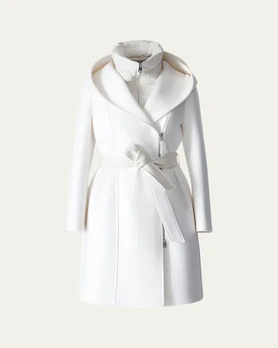 Mackage Shia 2-in-1 Double-face Wool Coat With Removable Bib In Cream