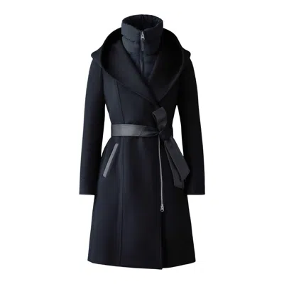 Mackage Shia-slb 2-in-1 Double Face Wool Coat With Removable Bib In Black