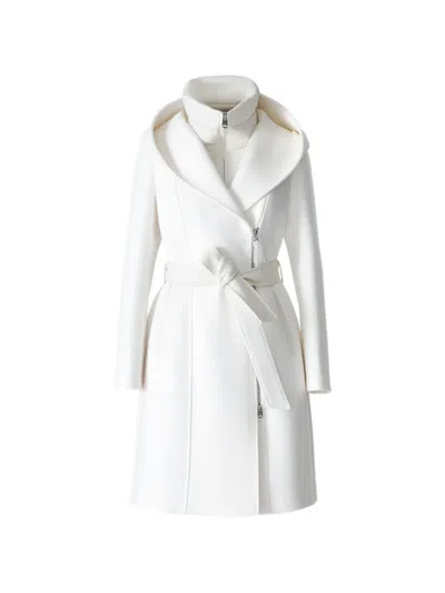 Mackage Shia-slb Belted Hooded Coat In White