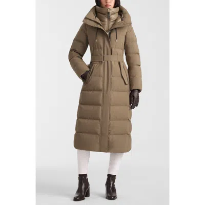 Mackage Shyla 800 Fill Power Down Coat With Removable Quilted Bib In Brown