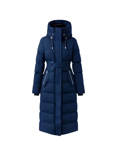Mackage Shyla-nfz Quilted Belted Coat In Blue