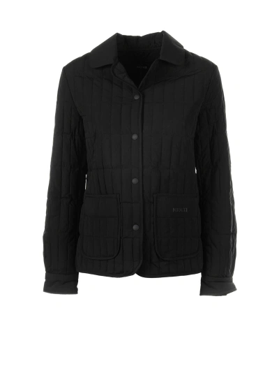 Mackage Sian Vertical Quilted Jacket With Open Collar In Nero