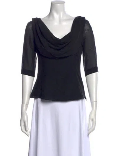 Pre-owned Mackage Silk Cowl Neck Blouse In Black