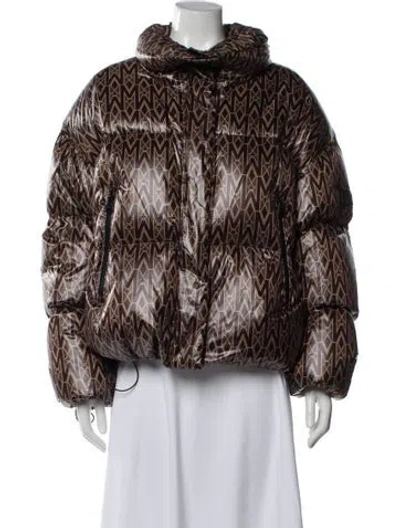 Pre-owned Mackage Silk Printed Puffer Jacket In Multi