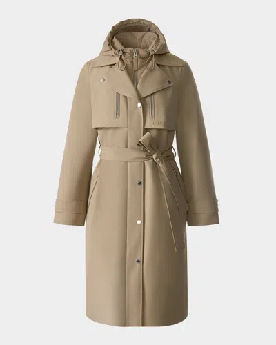 Mackage Siobhan Trench Coat With Removable Down Bib In Brown