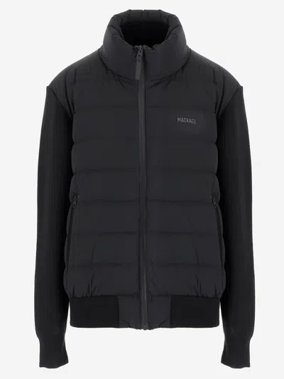 Mackage Stretch Wool Blend Jacket With Logo In Black