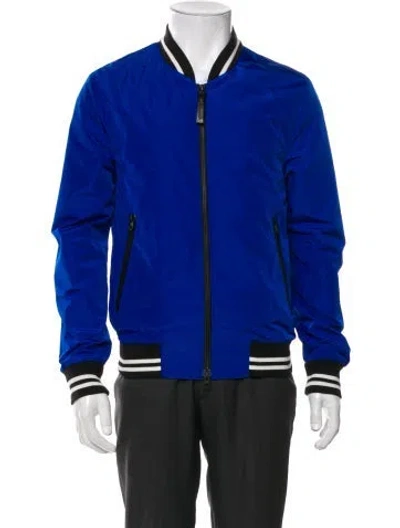 Pre-owned Mackage Striped Bomber Jacket In Blue