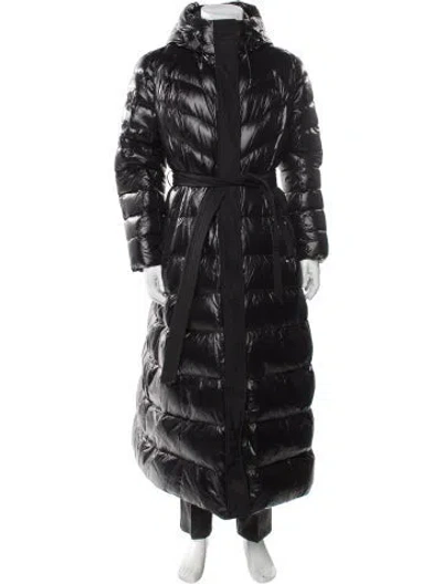 Pre-owned Mackage Striped Puffer Coat In Black