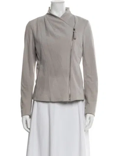 Pre-owned Mackage Suede Biker Jacket In Gray