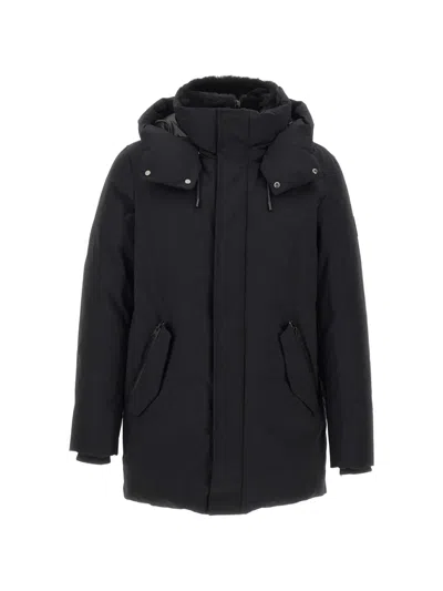 Mackage Sullivan Layered Hooded Parka In Black