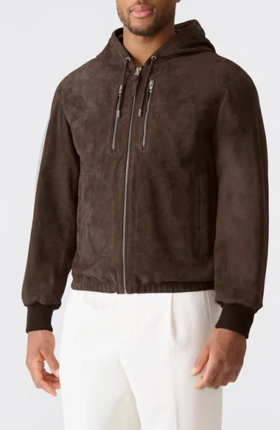 Mackage Sylas Hooded Suede Jacket In Brown