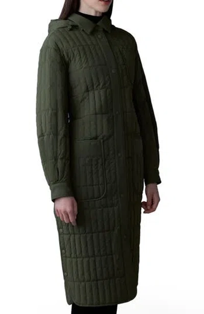 Mackage Tadoka Down & Feather Long Hooded Coat In Light Military