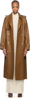 Mackage Tan Gael-v Leather Coat In C1201 Earth Brown