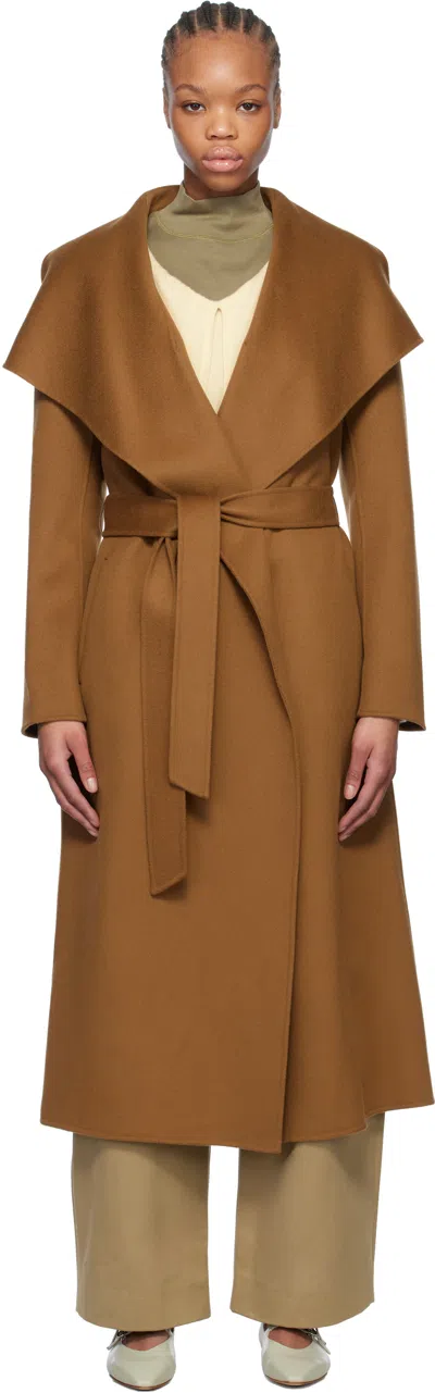 Mackage Tan Mai-cn Double-face Wool Wrap Coat In C1201 Earth Brown