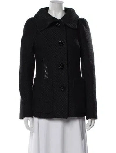 Pre-owned Mackage Tweed Pattern Coat In Black