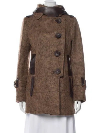 Pre-owned Mackage Tweed Pattern Coat In Brown