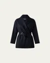 Mackage Tyra Double-face Wool Wrap Coat With Tie Belt In Black