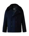 Mackage Unisex Camden Wool Blend Shearling Collar Peacoat - Big Kid In Navy