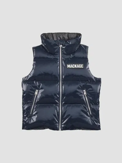 Mackage Unisex Little Kid's & Kid's Charlee Glossy Down Puffer Vest In Blue
