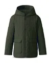Mackage Kid's Spencer Light Down Vertically Quilted Jacket In Light Military