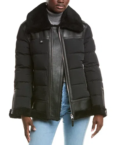 Mackage Vanna Mixed Shearling Down Jacket In Black