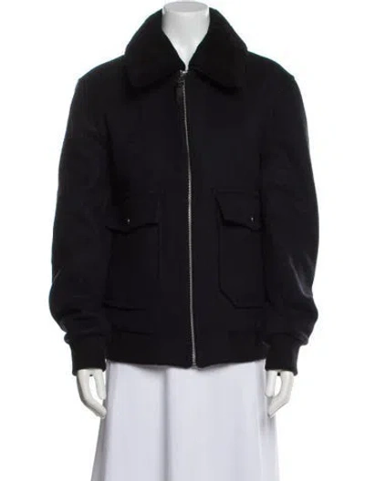 Pre-owned Mackage Virgin Wool Bomber Jacket In Black