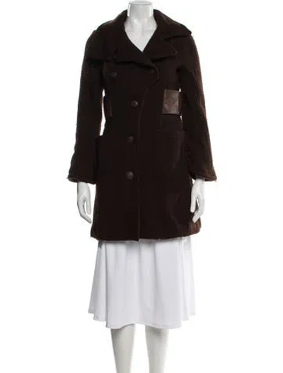 Pre-owned Mackage Virgin Wool Faux Fur Coat In Brown