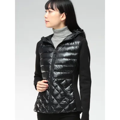 Mackage Agatha Black Quilted Mixed-media Hooded Jacket