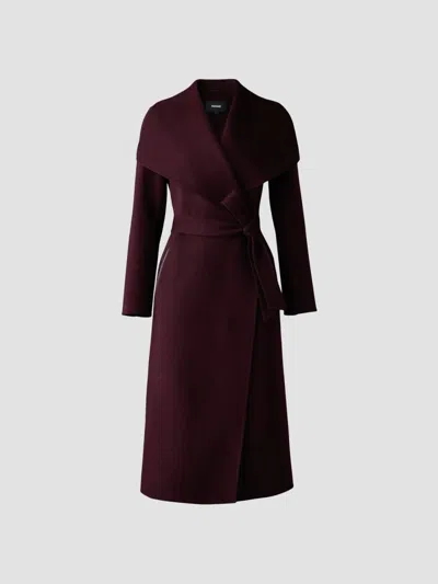 Mackage Women's Belted Light Wool Coat In Garnet