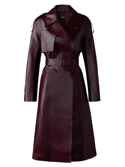 Mackage Women's Carmela Leather Belted Trench Coat In Garnet